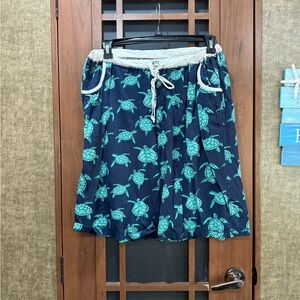 Blue and Green Turtle Print Shorts